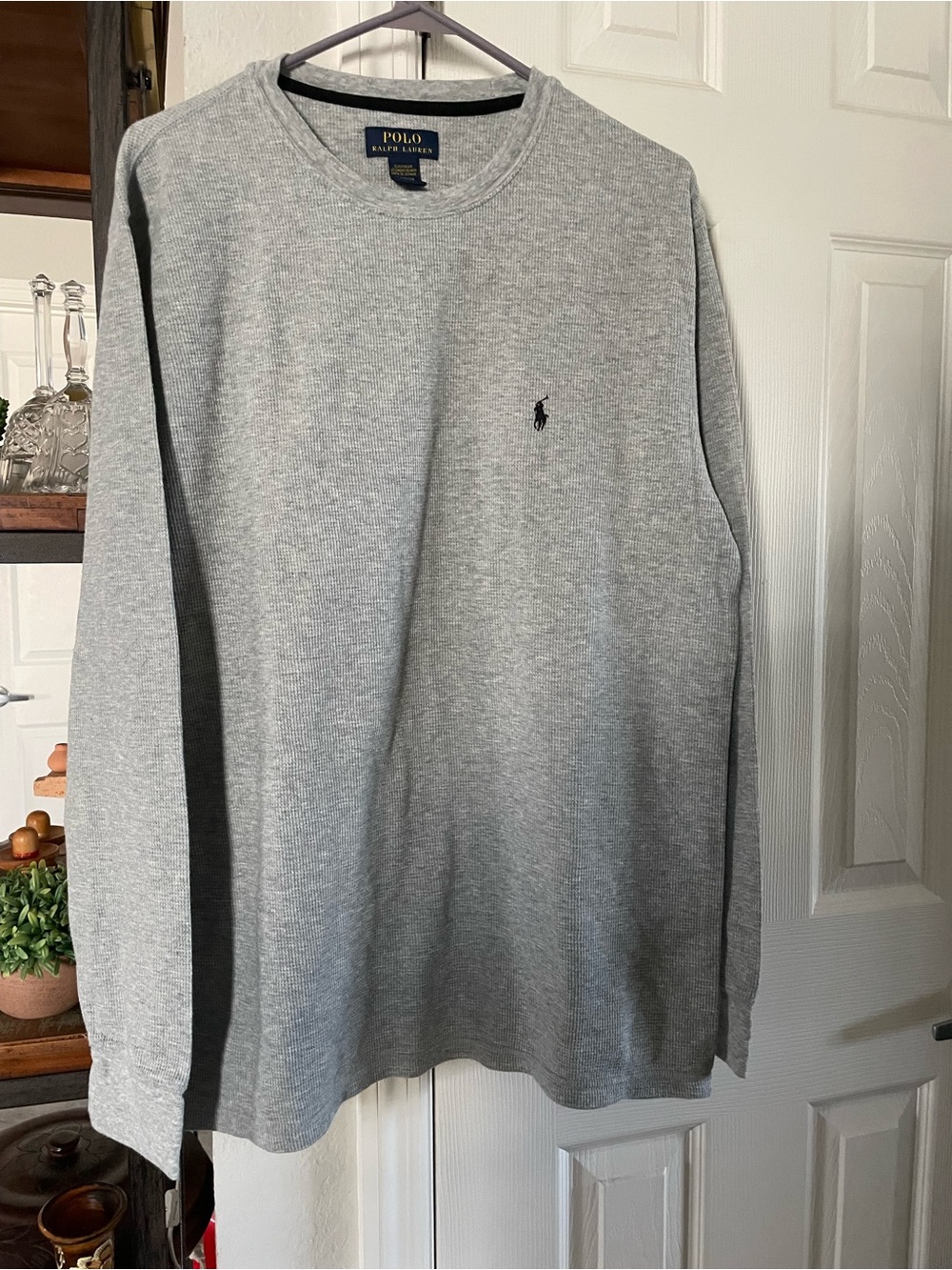 Polo Ralph Lauren Men’s XL waffle knit gray Thermal Sleep shirt embroidered pony